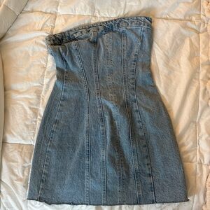 Zara denim strapless dress